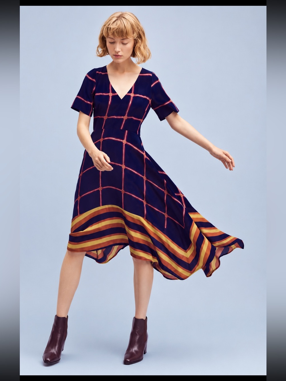 ANTHROPOLOGIE HD in Paris Striped Pane Midi Dress